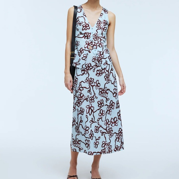 NWT Madewell Floral Matching Skirt & Vest Set Sz 8
